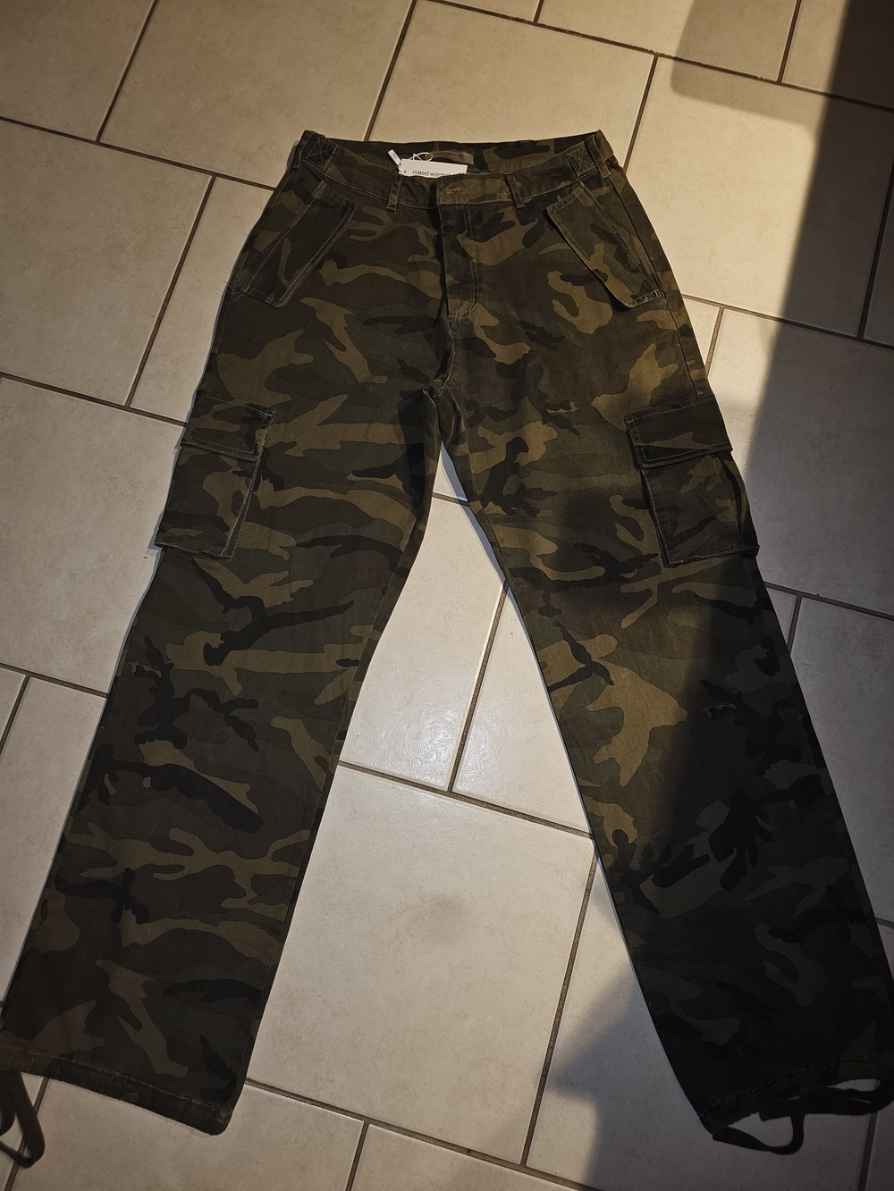 naked wardrobe Men's Camo Cargo Pants - Olive & Dark Green